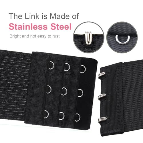 4 Pcs Women's Bra Extenders 3 Hooks 3 Rows, Elastic Bra Extenders, Soft Stretchy Back Bra Extension Strap, Adjustable Bra Extender (Black, White, Nude, Beige)3