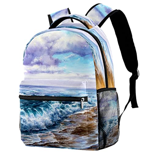 Sac à dos femme motif vagues océan de voyage grande capacité pour vos sorties