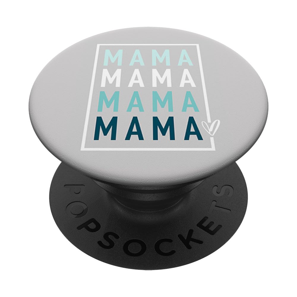 Beige White Heart Mama PopSocket - Adhesive Phone Grip And Stand With Swappable Top