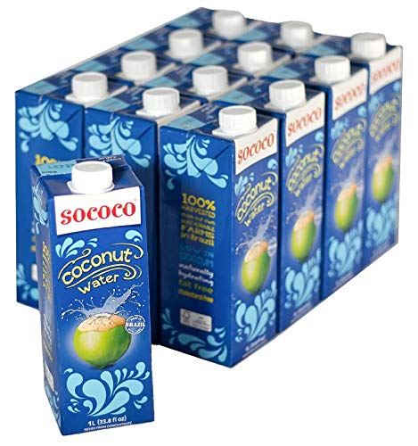 SOCOCO 100% Pure Coconut Water | Natural Electrolytes | Vital Nutrients | Refreshing 33.8 Oz (Pack of 12)