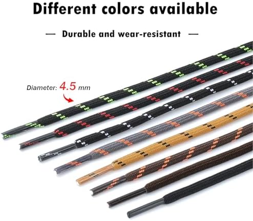 Puzeam Round Shoelaces 2 Pairs Heavy Duty Replacement Shoe Laces for Hiking and Work Boots (Black, 140cm 55inch) — view 6