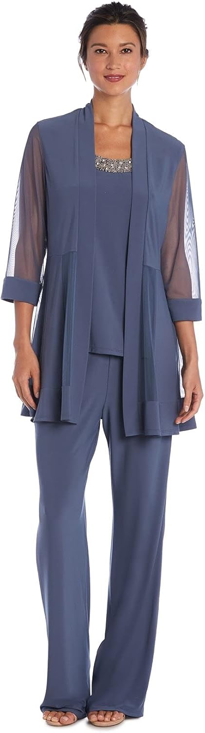 R&M Richards Women's Beaded Neck 2 Piece Pant Set - Image 7