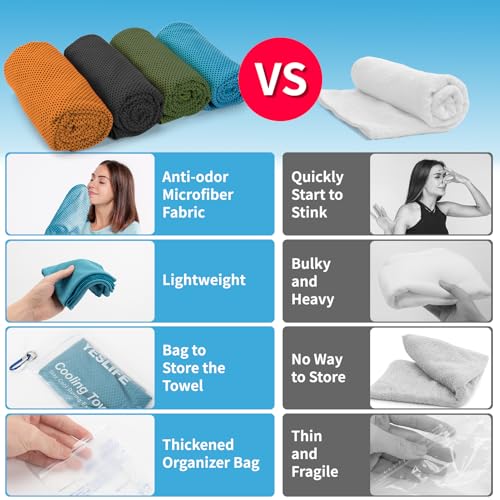 Image of YESLIFE 4-Pack Cooling Towels (40 inchx 12 inch), Cooling Neck Wraps, Ice Towel
