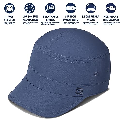 Image of GADIEMKENSD Stretch Army Cap Cadet Military Hats Flat Top Baseball Cap Short Bill Breathable