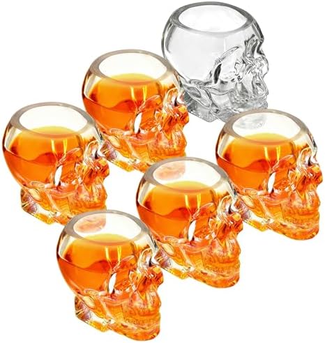 6Pcs Skull Shot Glasses Set 3.3 oz Mini Clear Bulk for Wedding Pa...