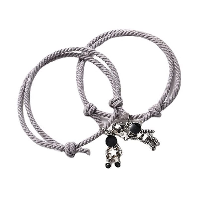 Image of VIEN Unisex-Adult Attraction Star Magnetic Bracelets For Couples Jewelry Gifts Set For Couple Mutual Relationship Matching Friendship Grey Braided Rope