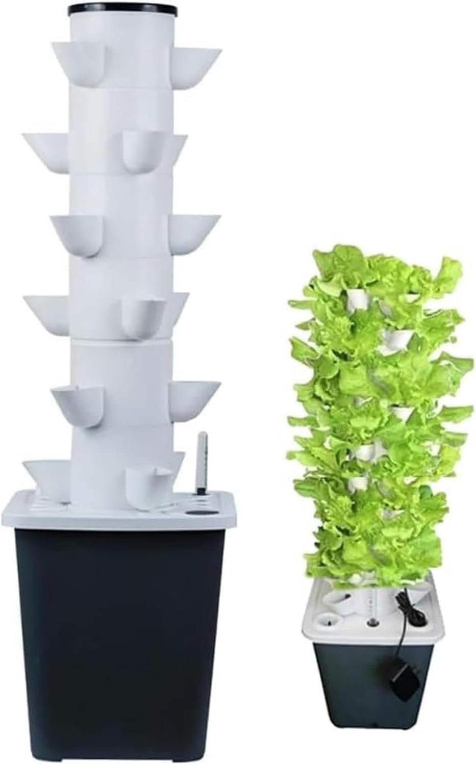 Sistema di Coltivazione idroponica da Giardino, 30 baccelli Kit di Coltivazione aeroponica a Torre idroponica, Sistema di Semina acquaponica con Pompa idratante, Adattatore, vasi a Rete