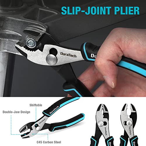 DURATECH 5-Piece Cr-Ni Pliers Set, 6" Long Nose, Slip Joint, Diagonal Cutting, 8" Linesman, Groove Joint Pliers, Easy Storage Oxford Rolling Pouch - Image 5