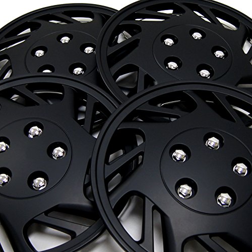 Image of Pack of 4 Hubcaps | Size 15-Inches | Wheel Covers | Style 9126 | Snap-On (Pop-On) Type Hub-caps (Not Fits Bolt-On Type) | Wheel Skin Cover WC5-15-9126-B