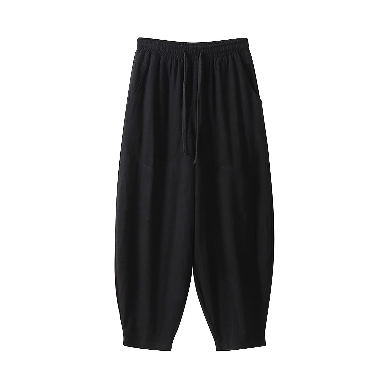 Pantaloni di Lino Uomo, Pantaloni Estivi Uomo, Estivi Pantalaccio Uomo Estivo Casual Pantaloni Elasticizzati in Vita con Tasche Cargo Leggeri Pantaloni Yoga Hippies Spaiggia