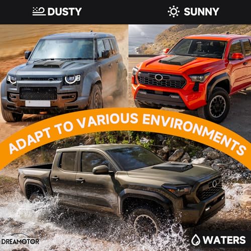 Image of DREAMOTOR Hood Scoops For Cars, Universal Hood Scoop Vents, Automotive Hood Scoops for Trucks Compatible with F150 F250 F350 GMC Sierra 1500 2500 Dodge Ram 1500 2500 Toyota Tundra Jeep Wrangler