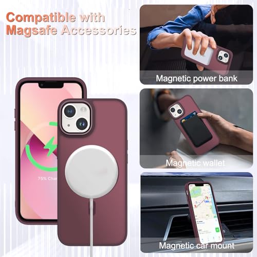 Image of YENAPOON for iPhone 14 Plus Case, Matte Magnetic Phone Case, Wine Red