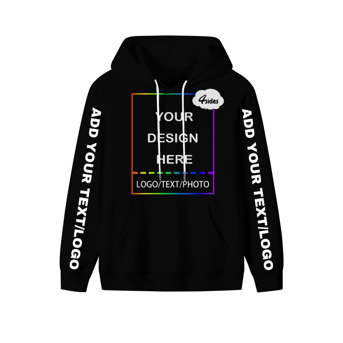 Prfelmg Unisex Black Custom Hoodies, Personalised Soft Sweatshirt With Your Text Picture Logo Images Name, Couple Hoodies
