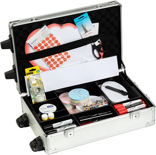 Legamaster Professional mobiler Moderationskoffer 3200-tlg. - hochwertiger Trolley-Koffer mit Zubehör für Seminare, Präsentationen und Moderationen - aus Aluminium mit Rollen, Metall