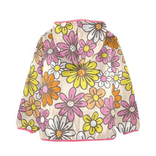 OTVEE Orange Pink Yellow Flowers Kids Hoodie Jacket Fall Spring Full Zip Warm Outwear Coat2