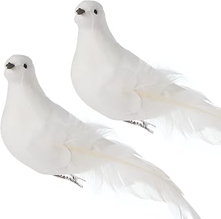 ABOOFAN Artificial Birds Craft Birds Fake Birds 2Pcs Artificial White Birds with Clip White Doves for Wedding Decoration Simulation Foam Bird Ornaments Christmas Tree Decorations