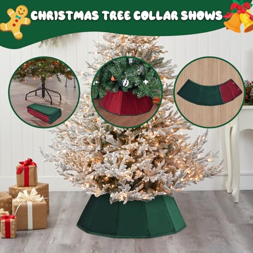 Succulentlovers Double Sided Velvet Christmas Tree Collar - 25.6 Inch Red & Green Christmas Tree Ring Foldable Velvet Christmas Tree Skirt Fabric Xmas Tree Collar For Artificial Tree Base Home Decoration thumb #3