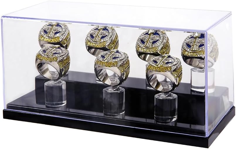 Championship Ring Display Case Box Holder Storage 7 Slot Hole Single for Football/Baseball/Basketball/Hockey/High School/Class/Graduate/College/Team/Father's Souvenir Sports Championship Ring