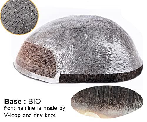 Miniatura 5 de Amiable Pieza de pelo para hombres, piel suave y fina, PU anudada con encaje frontal de 1.5 pulgadas para hombres, sistema de cabello de repuesto