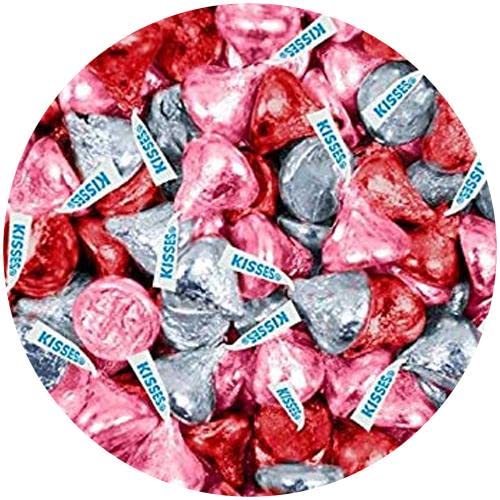 4.16 lb Valentine's Day Candy Hershey Kisses Red, Pink and Silver Foil - Bulk Milk Chocolate 66.7oz (4.16 lb Bag)