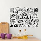 Pizza-Schild Fensteraufkleber Küche Vinyl-Wandaufkleber Italienisches Lebensmittelgeschäft Pizzeria-Aufkleber Wohnküche Dekoration 42x61cm