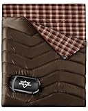 Doppelschlafsack für Erwachsene Kinder Camping, XL Queen Size Schlafsäcke für 2 Person Die ganze Saison Wandern Rucksack, leicht wasserdicht mit Kompressionssack