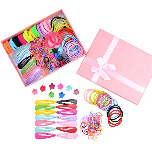300PCS/Set Baby Girls Hair Accessories Hair Claw Clips Hair Ties Rubber Bands For Newborn Toddlers and School Girls Kids