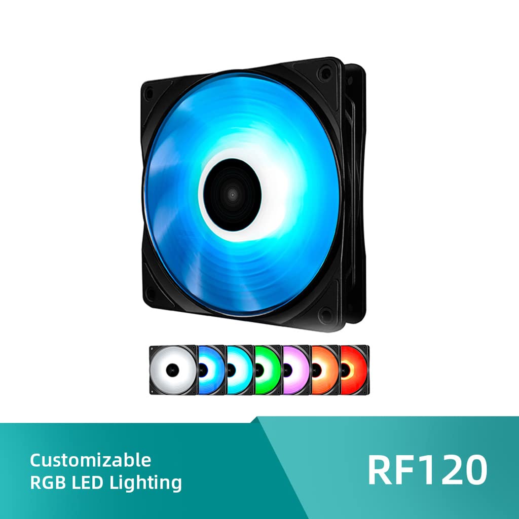 NOBRIM Ventilador de radiador 120, Ventilador de Carcasa de luz RGB Personalizado, Ventilador de chasis de Control Pwm en Sistema de refrigeración líquida, Enfriador de Carcasa de Ordenador de 12cm