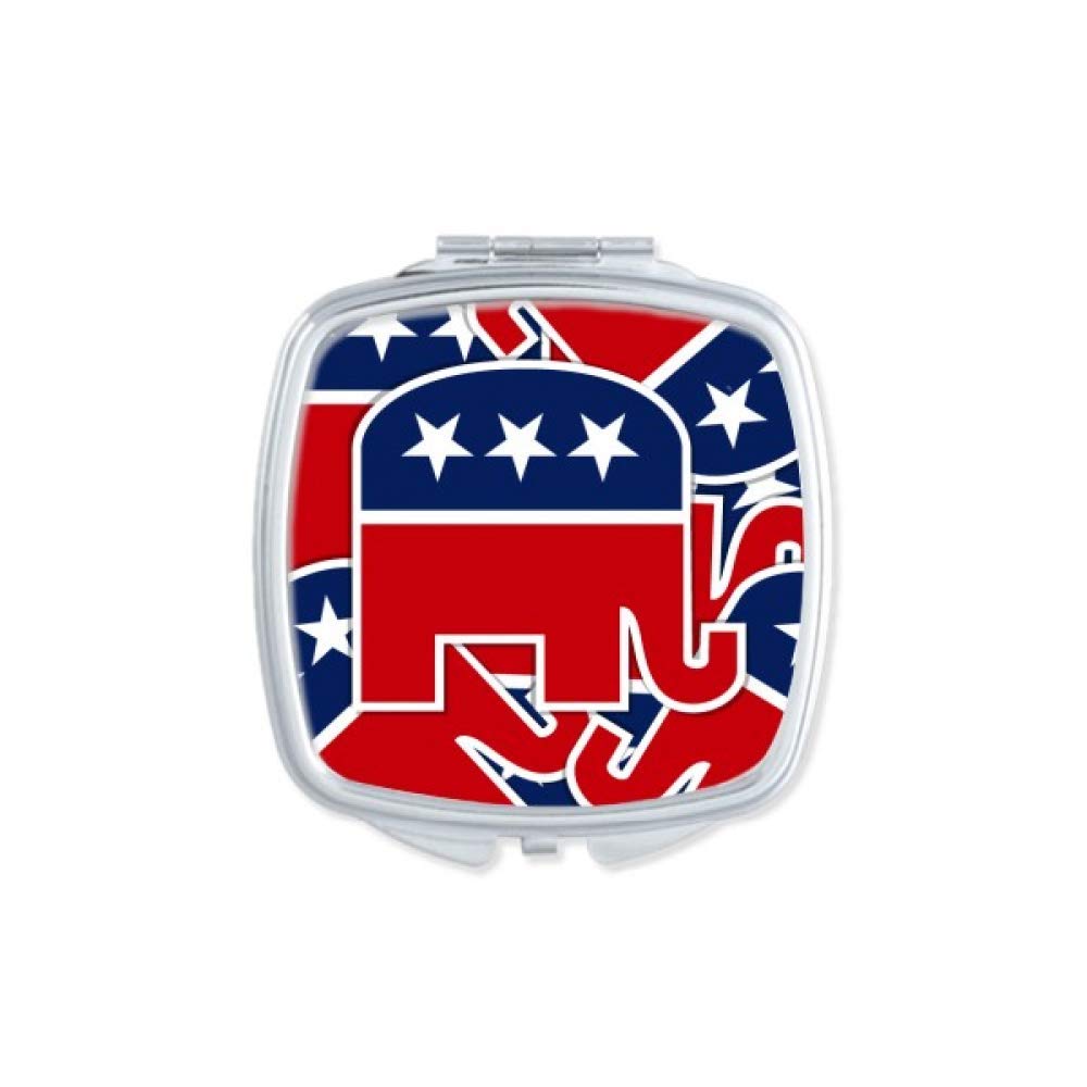 America Elephant Emblem Republican Mirror Portable Compact Pocket Makeup Double Sided Glass
