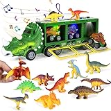 BEICHEN 17 in 1 Dinosaur Toy Truck, Portable Dinosaur Transport Car Carrier Truck with Dinosaur...