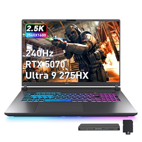 Image of ASUS ROG Strix G18 18 inch WQXGA 240Hz Gaming Laptop, GeForce RTX 5070 8GB, Intel Ultra 9 275HX, 64GB DDR5, 3TB Storage (2TB SSD + 1TB Docking Station Set), Backlit Keyboard, IR Camera, Win 11, Gray
