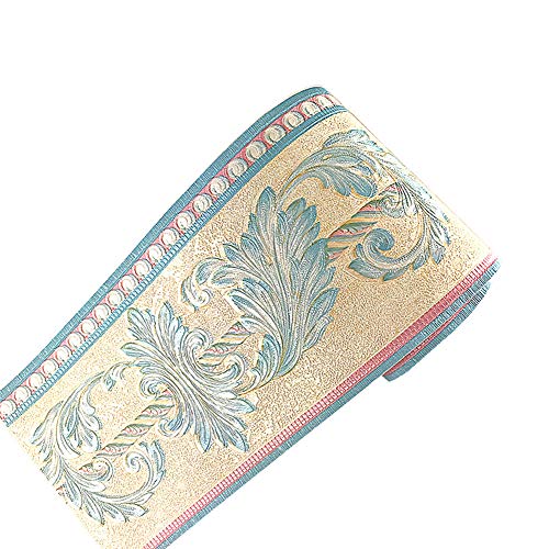 Simplemuji Self Adhesive 3D Blue Flower Waterproof Wallpaper Border Peel And Stick For Bathroom Kitchen Counter Top Tiles Sticker,4 Inch By 16.5 Feet #TOP3