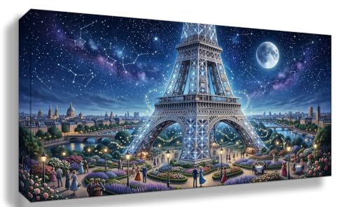 Diamond Painting Ciel Étoilé et Tour Eiffel | Kit Peinture Diamant Complète 40x80cm
