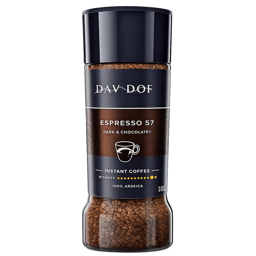 Image of DAVIDOF Espresso 57 Instant Coffee | Dark & Chocolatey Premium 100% Arabica Coffee | Rich Intense Aroma Freeze Dried Coffee 90G (Imported) From Biteza