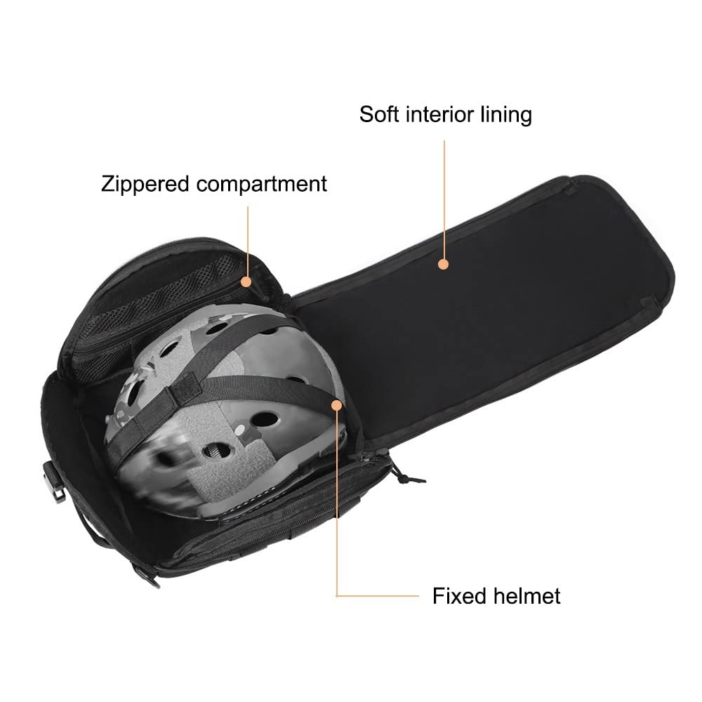 DONGKER Taktische Molle Helmtasche, Tactical Clamshell Helmet Bag, Staubdicht Helm Tragetasche mit Gepolsterte und Fleece Gefütterte für Airsoft, Motorrad- und Fahrradhelme, 28x23x15 cm