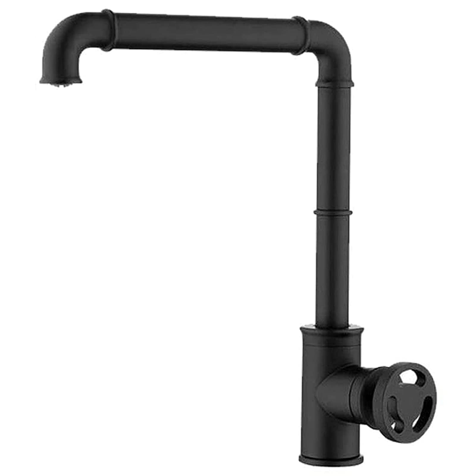 Rubinetto da Cucina, Rubinetto per lavabo in Ottone Girevole a 360°, Rubinetto da Cucina in Stile Industriale retrò, Miscelatore da Cucina con Maniglia Singola per Acqua Calda e Fredda, Nero