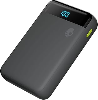 Skullcandy Fat Stash 2 Portable Charger, 10000mAh Power Bank with 20W USB C Fast Charging Port and 2x 18W USB A Charging Ports, Bonus USB A to Micro USB / Type C Dual Charging Cable - Grey/Yellow
