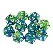 MonkeyJack 10pcs 20 Sided Dice D20 Polyhedral Dice for Dungeons and Dragons Game Role Playing Game Green Purple