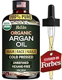 Ella & Eden Organic Moroccan Argan Oil - 100% Pure Cold-Pressed USDA Certified Unrefined – for Hair, Face & Skin – 4 Fl Oz Glass Bottle