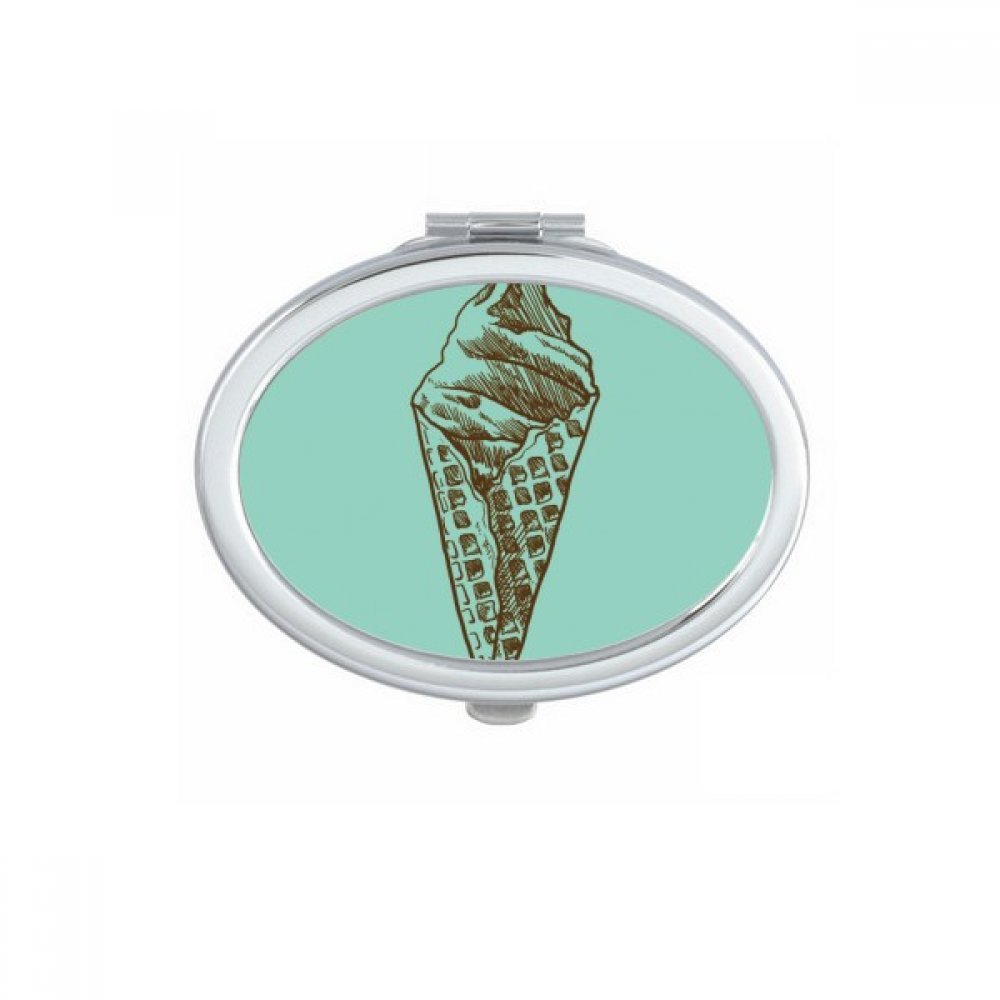 Miroir de poche sketch cornets de crème glacée ovale idéal pour votre sac à main