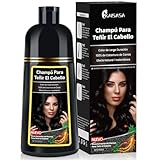 Black Hair Dye Shampoo, Champú para Teñir El Cabello Negro 3 en 1, Champú Colorante para Hombres y Mujeres, Cobertura de...