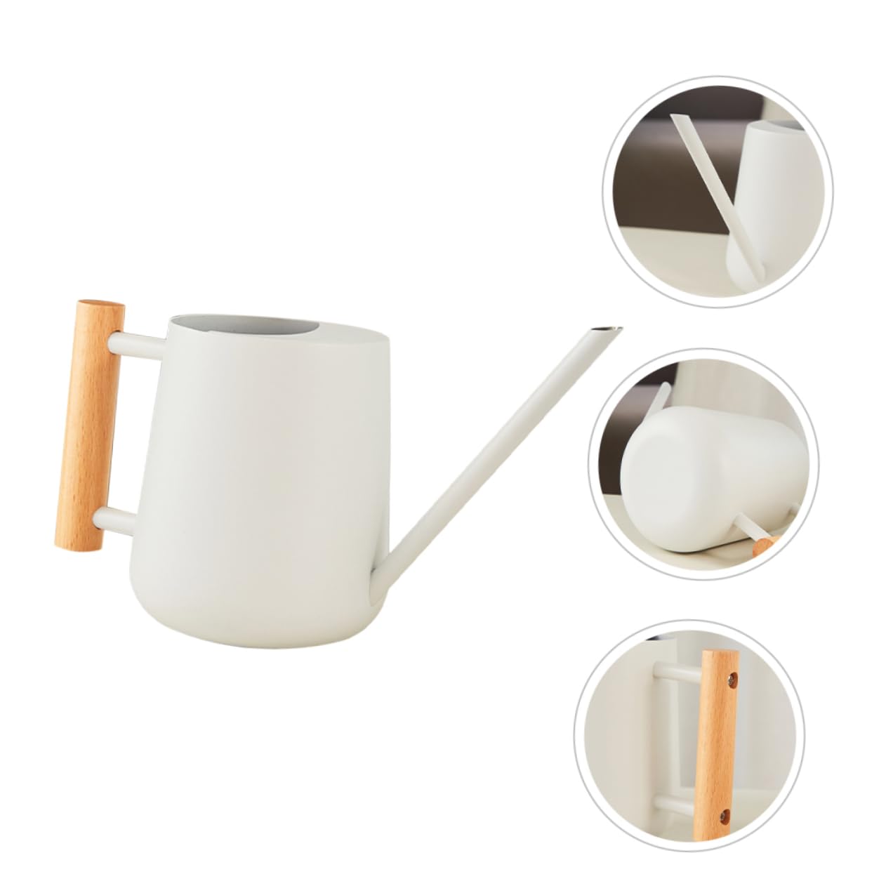 VANZACK Annaffiatoio in Ferro 900ml Becco, Impugnatura Ergonomica in Legno, Facile da Riempire, per Piante da Interno e Balcone