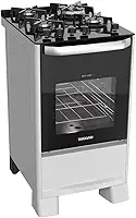 SUGGAR FOGÃO BEST GRILL BRANCO 220V MESA DE VIDRO 4 BOCAS GRILL NO FORNO TRIPLA CHAMA TREMPES FERRO FUNDIDO FGV407BR2