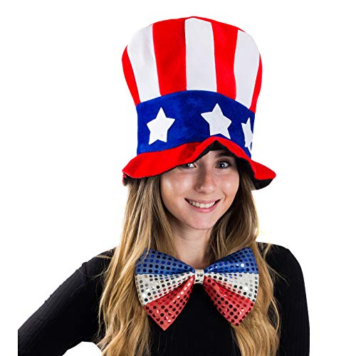 Tigerdoe-Uncle-Sam-Hat-and-Bow-Tie-Top-Hat-2-Piece-American-Flag-Costume-Patriotic-Accessories-Forth-Of-July-Supplies