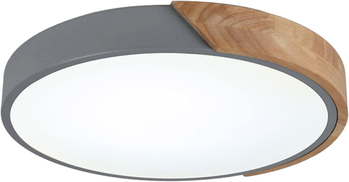 Okrągła Lampa Sufitowa Led Macaron, Nowoczesna Drewniana Lampa Sufitowa Do Montażu Podtynkowego Oświetlenie Sufitowe Do Pokoju Dziecięcego, Salonu, Sypial, Pink+warm White, 50cm 36W