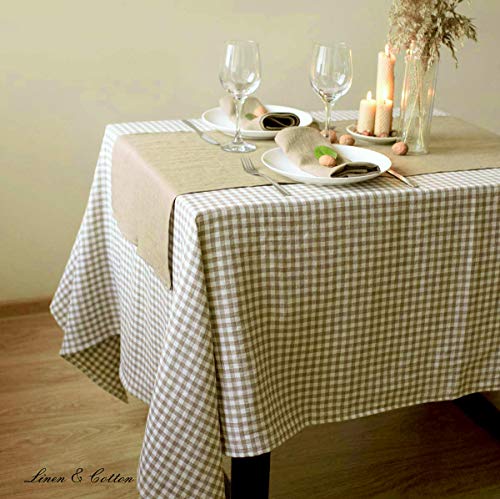 Linen & Cotton Gingham Tablecloth Estella, 100% Linen - Image 4
