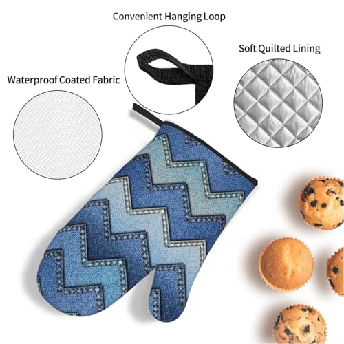 Kit de cuisson isolé en denim bleu dégradé pour four micro-ondes et barbecue