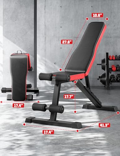 Adjustable Weigh Bench, 660LBS Heavy Duty Foldable Workout Bench Press for Home Gym, 8-Position Incline/Decline/Flat Exercise Bench for Full Body Strength Training, Fast Folding & Compact Storage