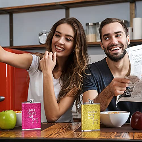 Gennissy 2 Pieces 8 Oz Flasks For Liquor For Women, 304 Stainless Steel Leak Proof Colorful Glitter Coating With Funnel Set, Girls Night Out Pocket Cute Hip Flask (2 Pack, 8Oz) #TOP5