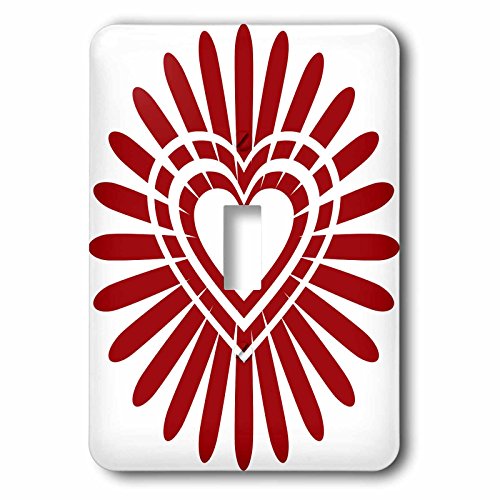 Interrupteur triple cœur blanc sur fleur rouge au design brillant multicolore 3dRose